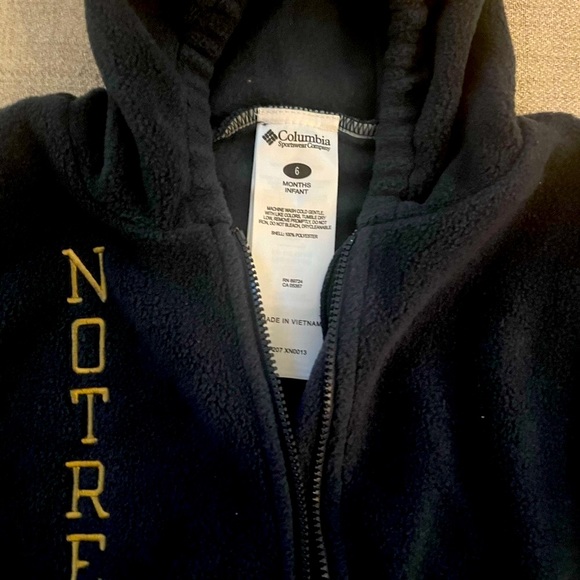 Columbia Notre Dame Baby Bunting Size 6 Months - Picture 2 of 3